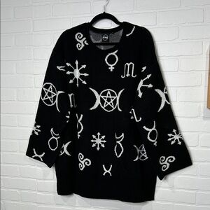 SNAG Brand Witchy Black Oversized Occult Symbol Sweater